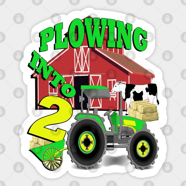 Birthday 2 Year Old Farming Themed Party, Cute Farm Second Birthday Gift Sticker by tamdevo1